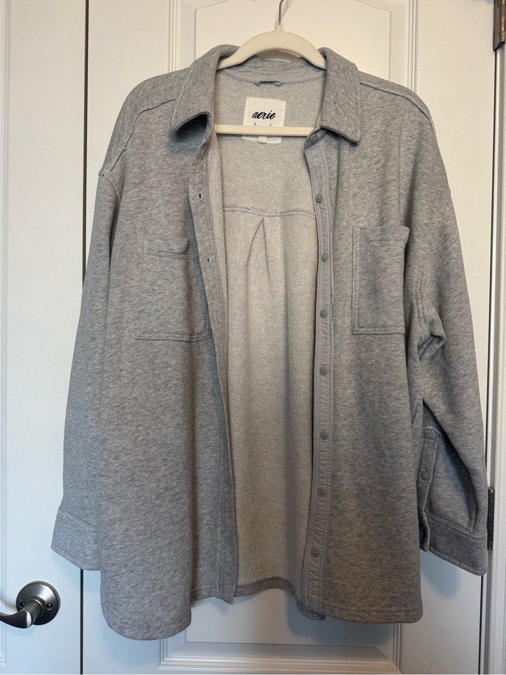aerie Heather Gray Button-Up Utility Jacket